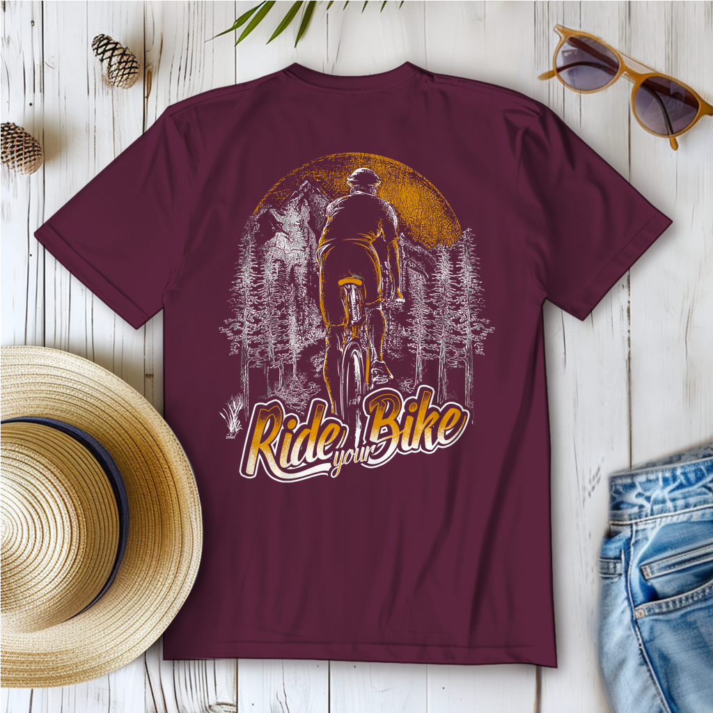 Ride Your Bike / Fahrradfahrer im Wald, Abenteuer Frauen T-Shirt