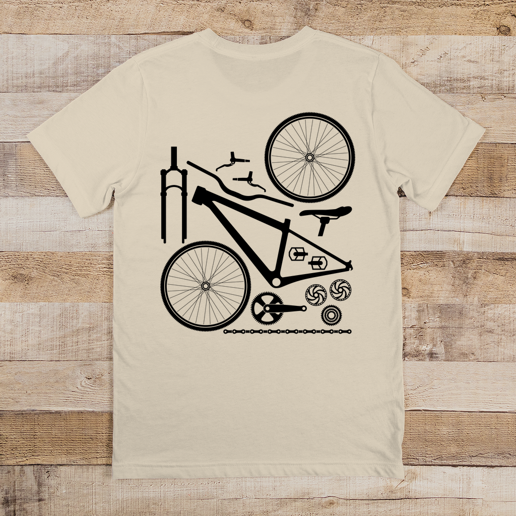 Fahrrad in Einzelteile zerlegt / T-Shirt