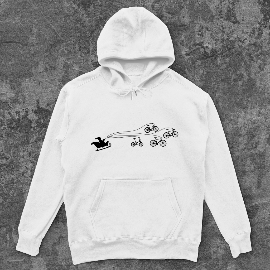 Santa Claus gezogen von Fahrräder Unisex Hoodie
