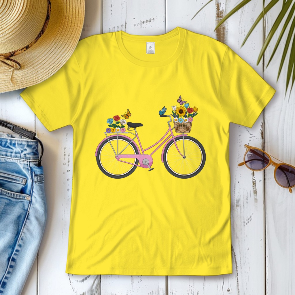 Blumen Rad, Sommerliches Design, Fahrrad mit Blumen Frauen T-Shirt