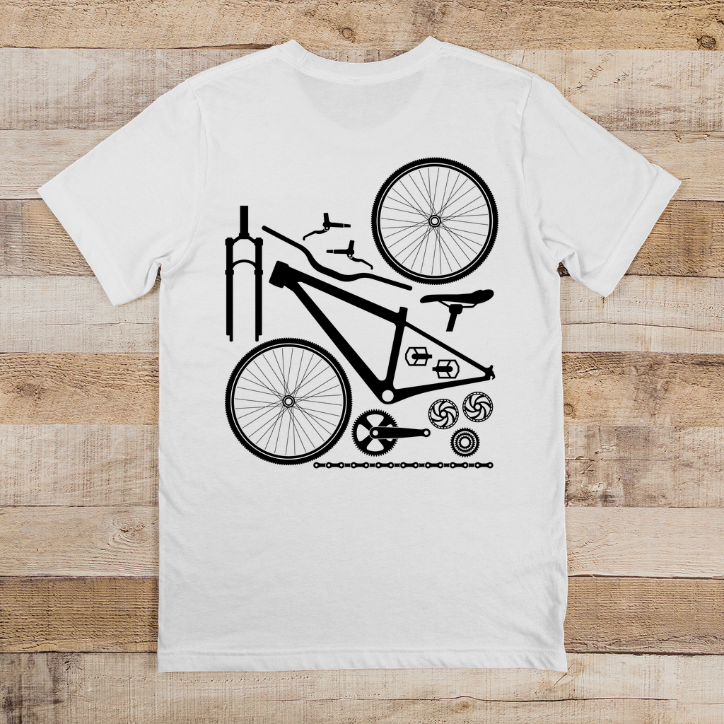 Fahrrad in Einzelteile zerlegt / T-Shirt