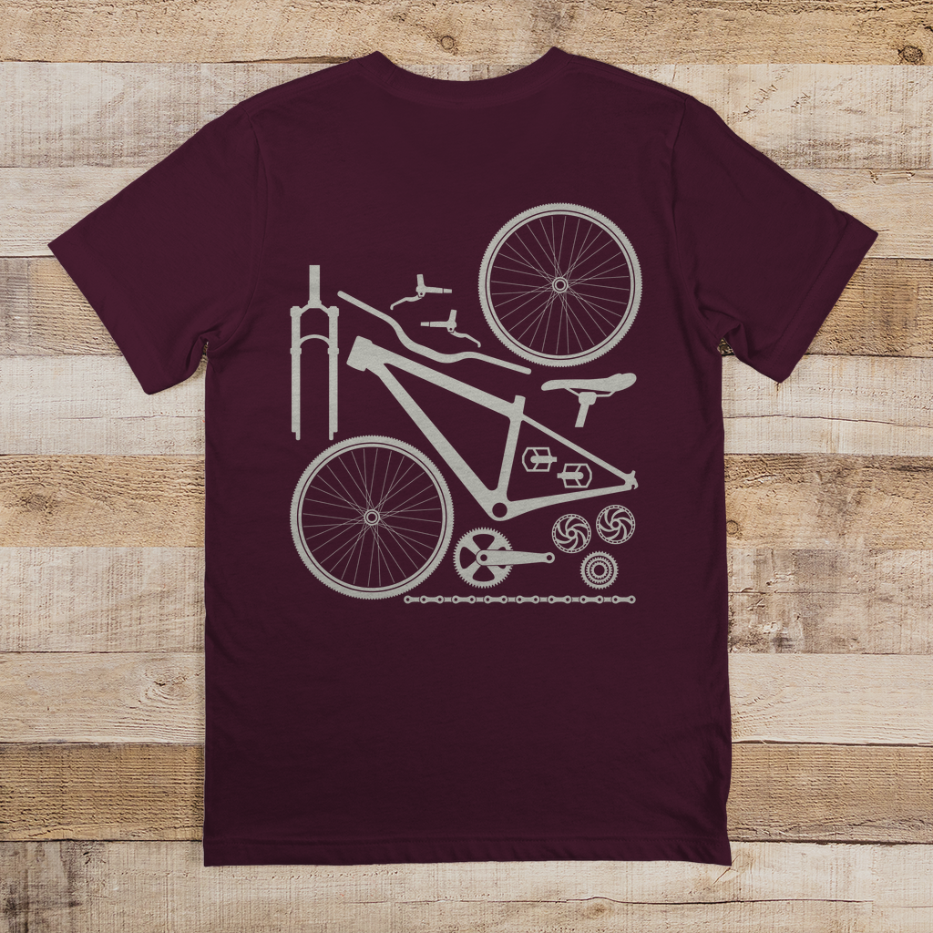 Fahrrad in Einzelteile zerlegt / T-Shirt