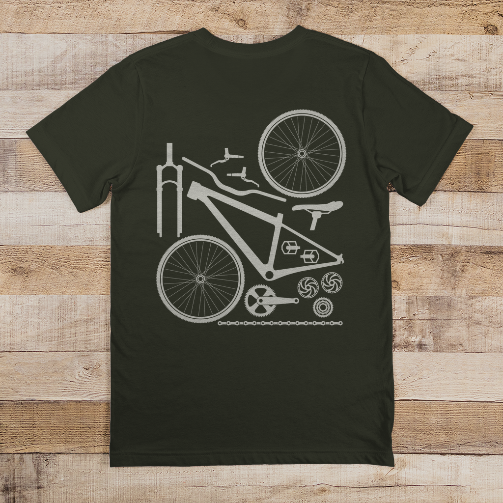Fahrrad in Einzelteile zerlegt / T-Shirt