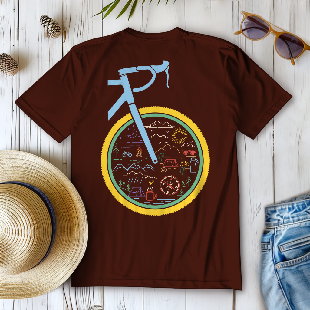Die Welt im Rad, lustiges Bikepacking  Frauen T-Shirt