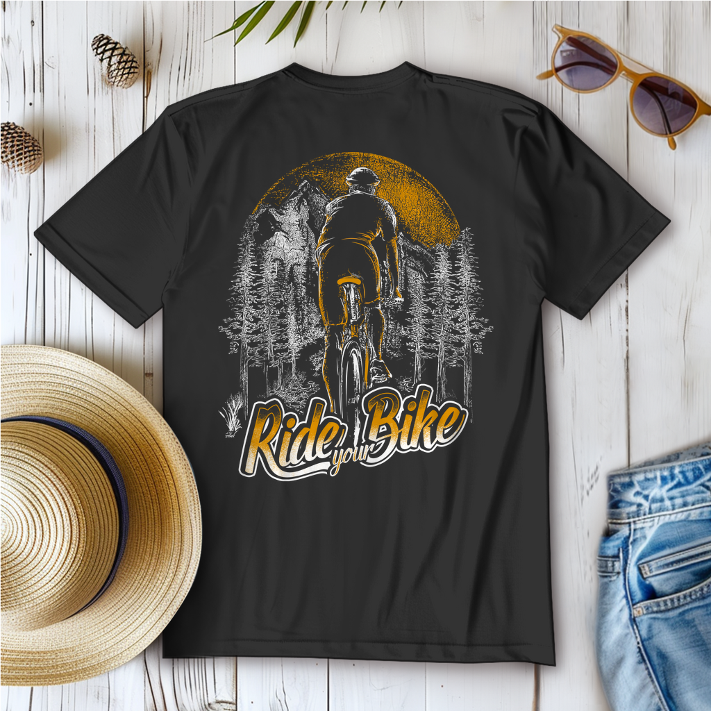 Ride Your Bike / Fahrradfahrer im Wald, Abenteuer Frauen T-Shirt