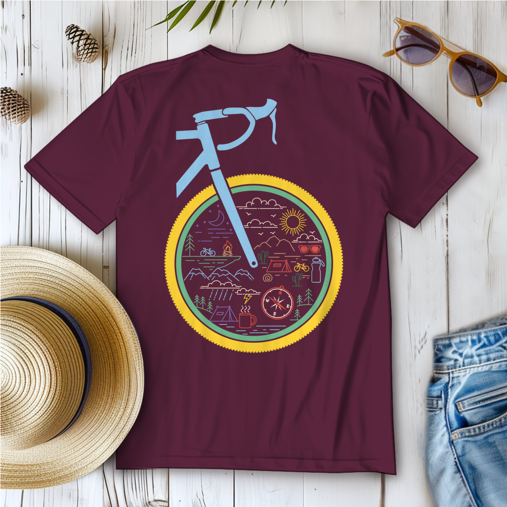 Die Welt im Rad, lustiges Bikepacking  Frauen T-Shirt