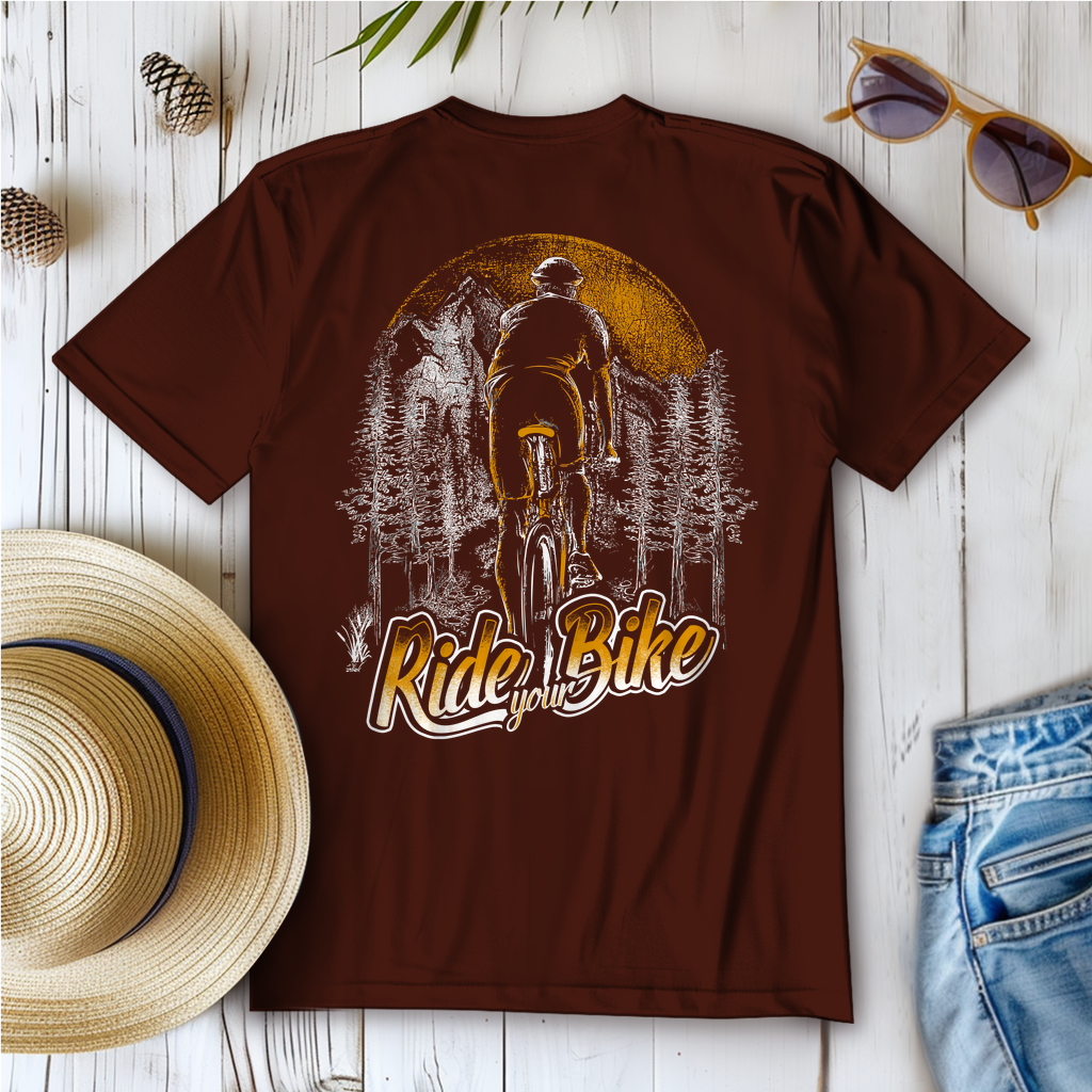 Ride Your Bike / Fahrradfahrer im Wald, Abenteuer Frauen T-Shirt