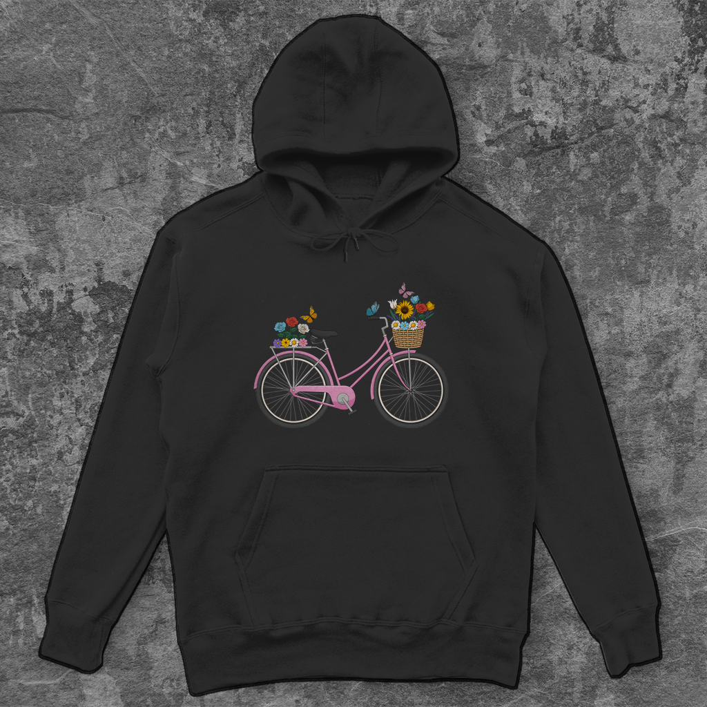 Blumen Rad, Sommerliches Design, Fahrrad mit Blumen Unisex Hoodie