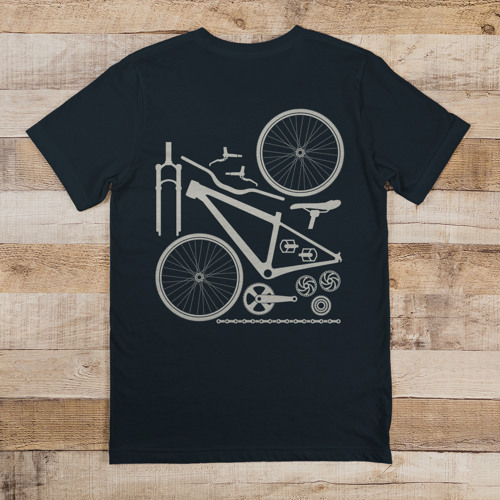 Fahrrad in Einzelteile zerlegt / T-Shirt