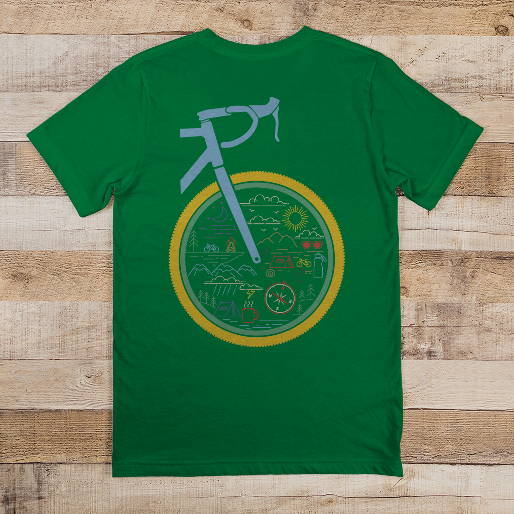 Die Welt im Rad, lustiges Bikepacking T-Shirt