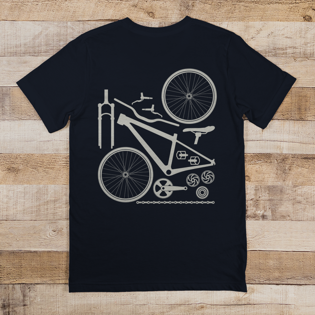 Fahrrad in Einzelteile zerlegt / T-Shirt