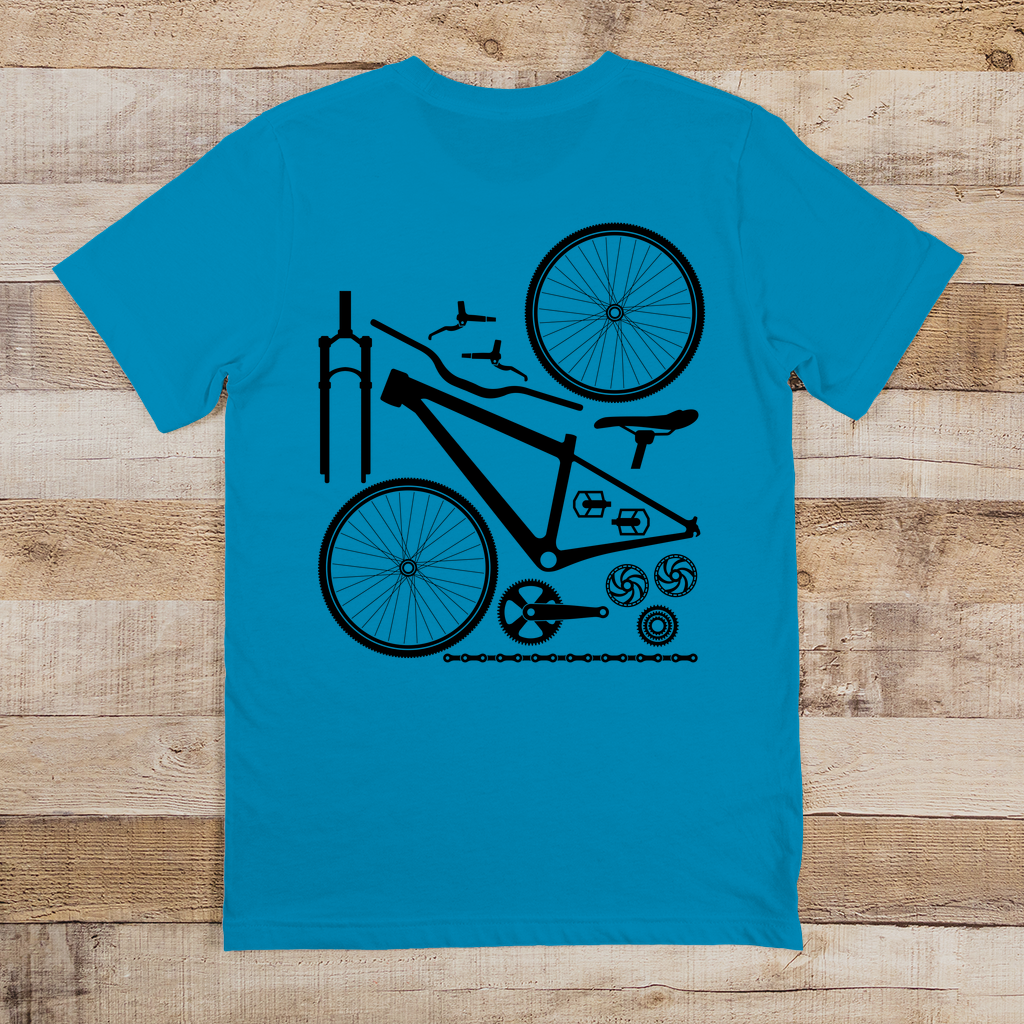 Fahrrad in Einzelteile zerlegt / T-Shirt