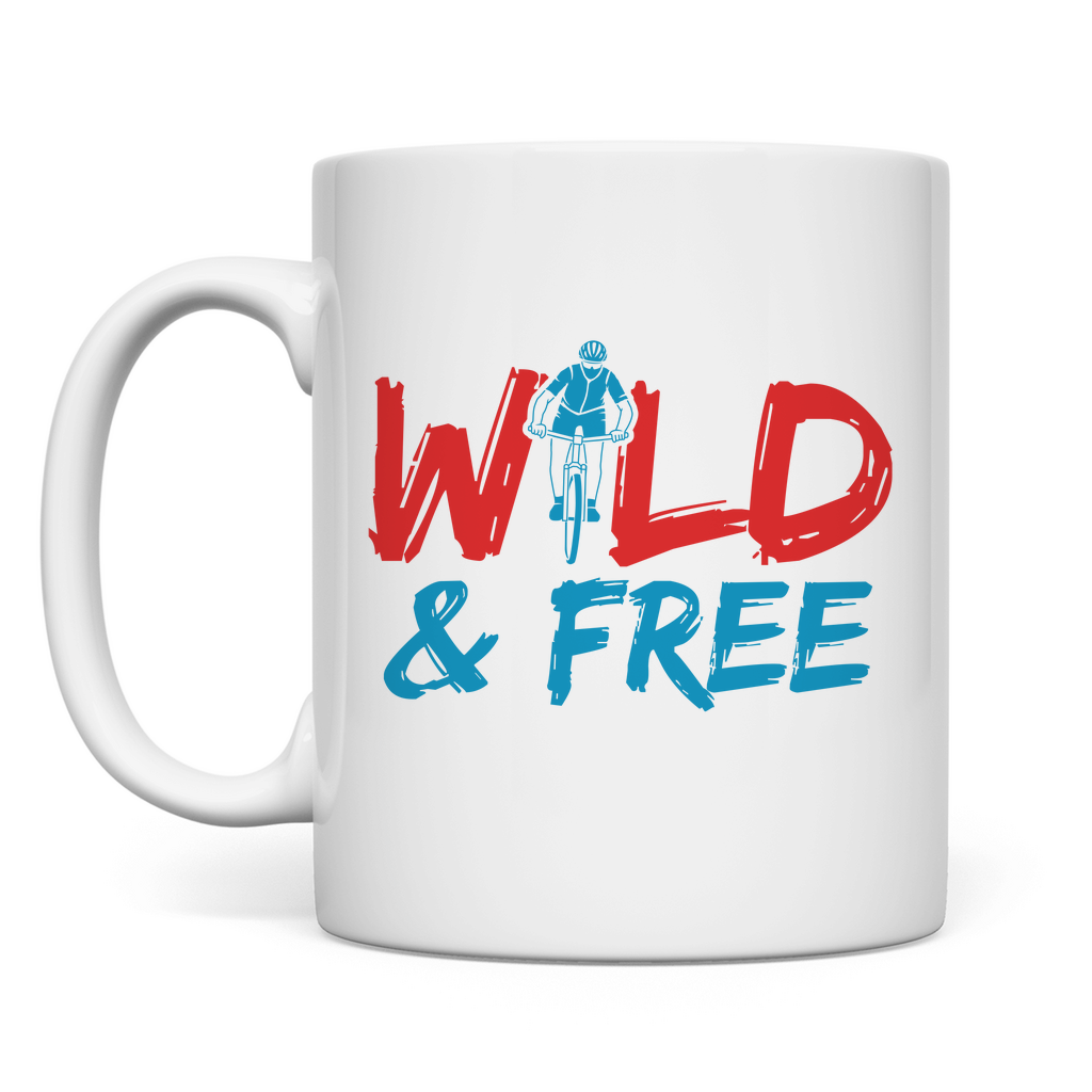 Tasse wild and free das Abenteuer für Radfahrer