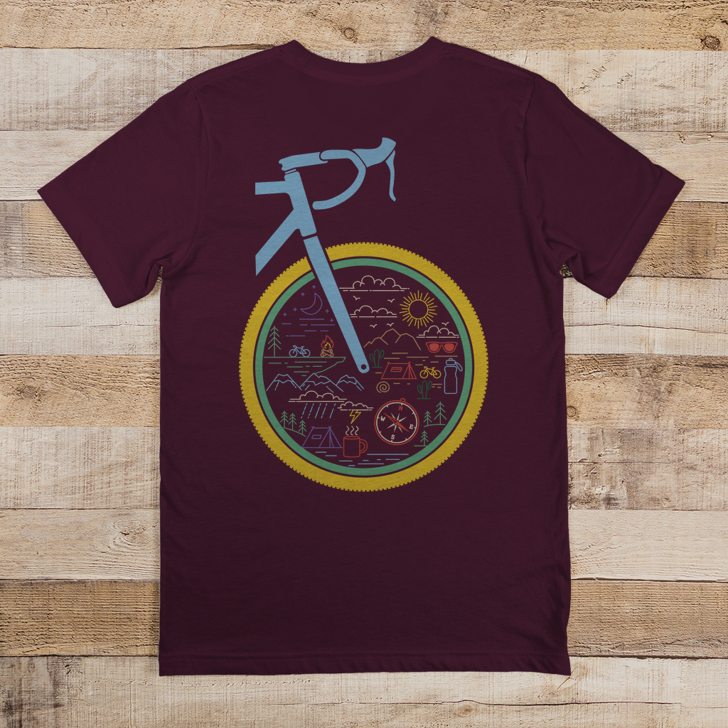 Die Welt im Rad, lustiges Bikepacking T-Shirt