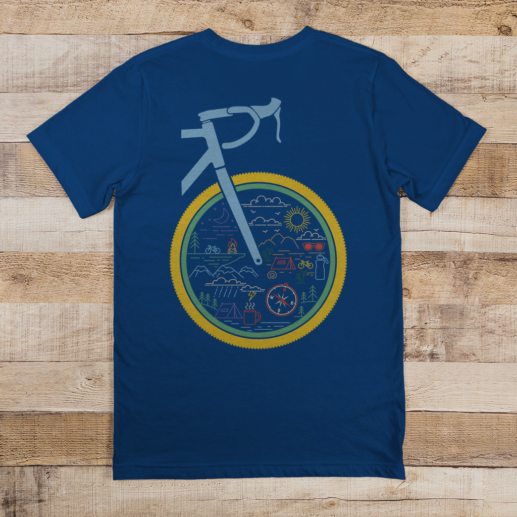 Die Welt im Rad, lustiges Bikepacking T-Shirt