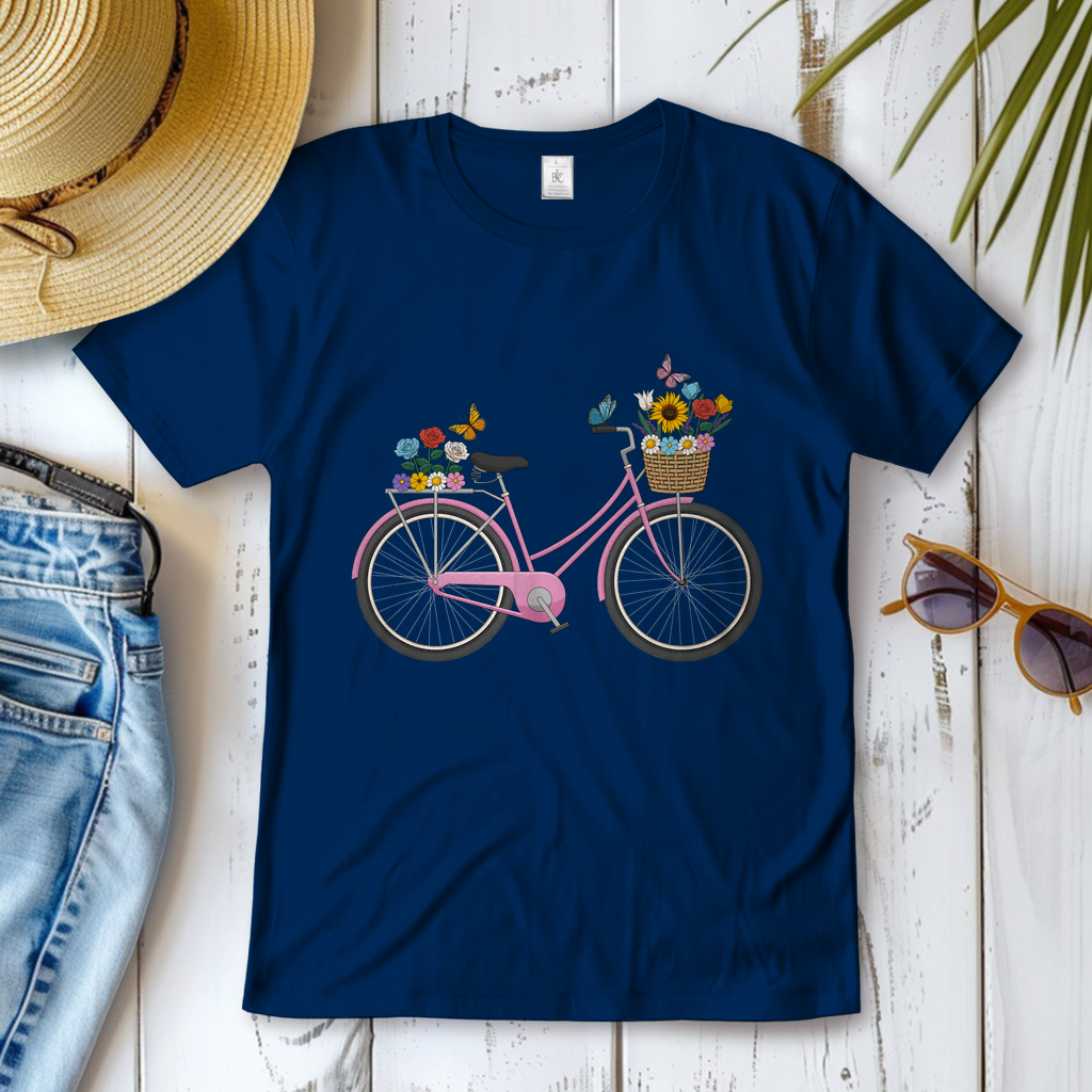 Blumen Rad, Sommerliches Design, Fahrrad mit Blumen Frauen T-Shirt