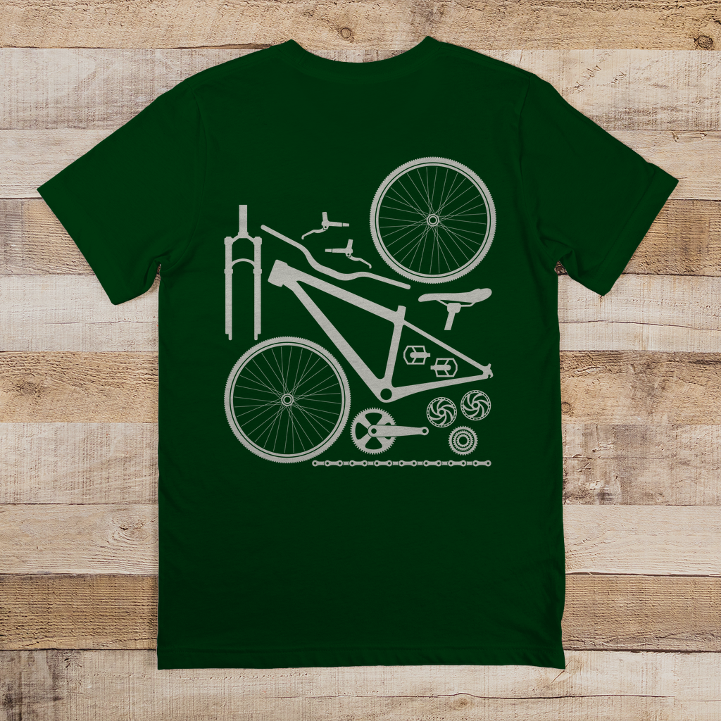 Fahrrad in Einzelteile zerlegt / T-Shirt