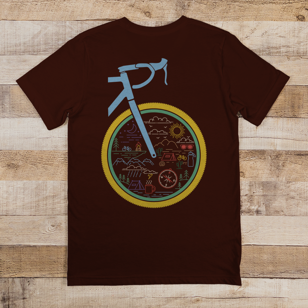 Die Welt im Rad, lustiges Bikepacking T-Shirt