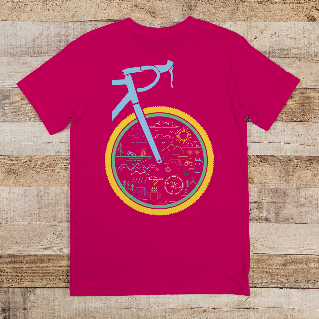 Die Welt im Rad, lustiges Bikepacking T-Shirt