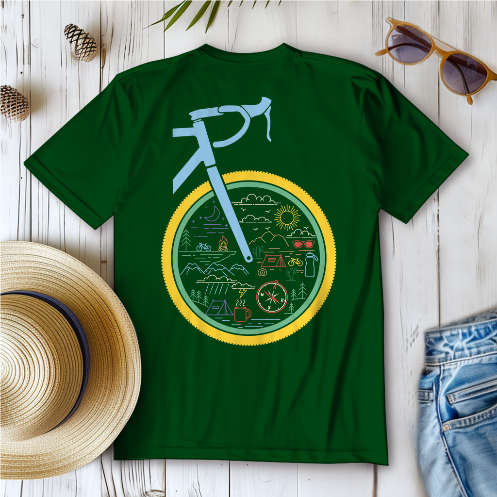 Die Welt im Rad, lustiges Bikepacking  Frauen T-Shirt