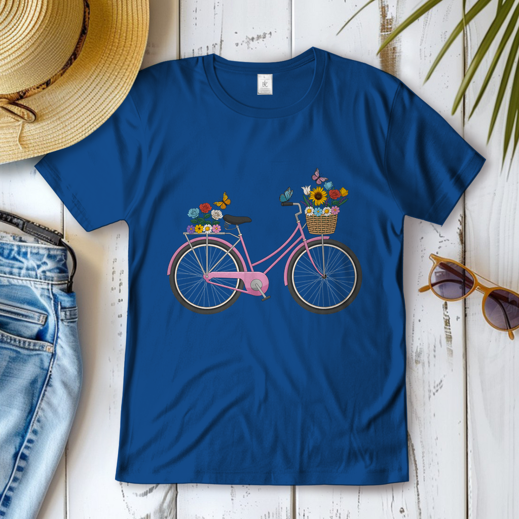Blumen Rad, Sommerliches Design, Fahrrad mit Blumen Frauen T-Shirt