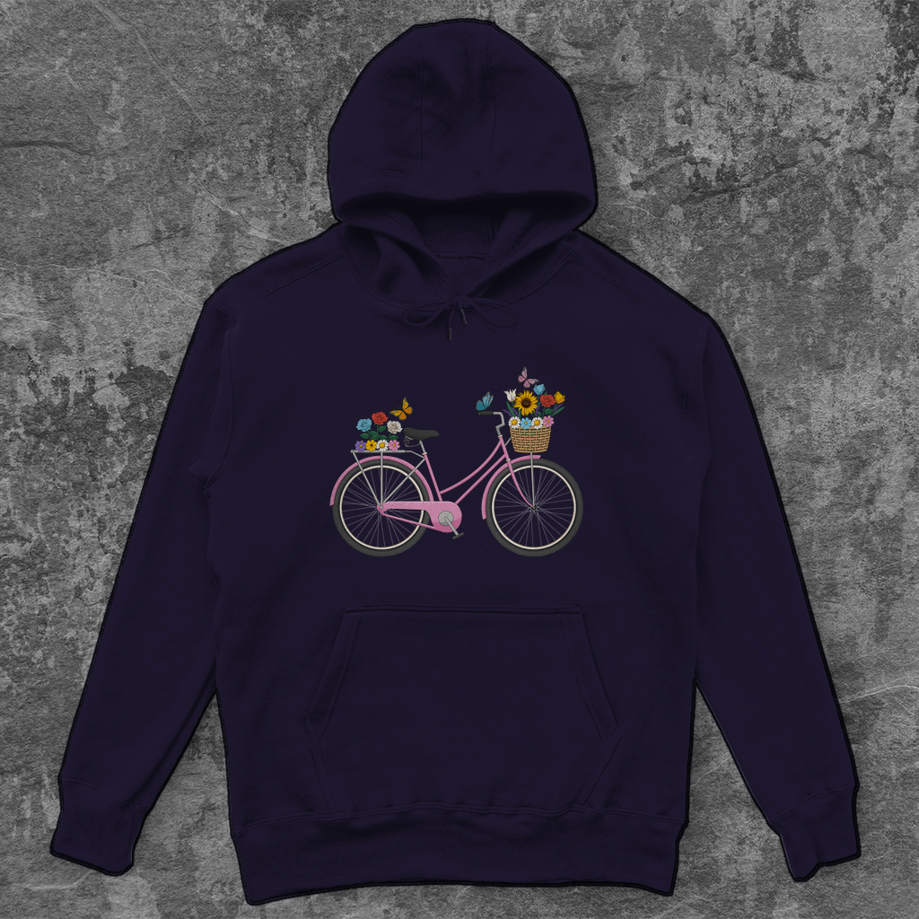 Blumen Rad, Sommerliches Design, Fahrrad mit Blumen Unisex Hoodie