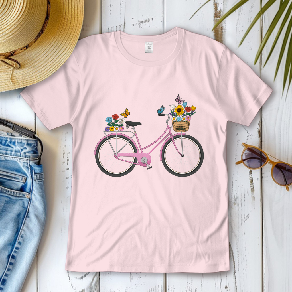 Blumen Rad, Sommerliches Design, Fahrrad mit Blumen Frauen T-Shirt