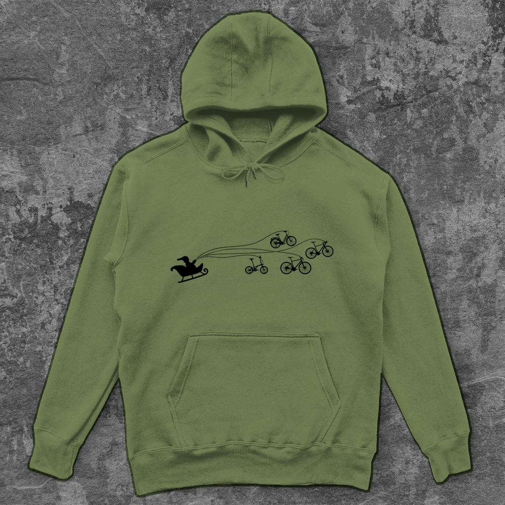 Santa Claus gezogen von Fahrräder Unisex Hoodie