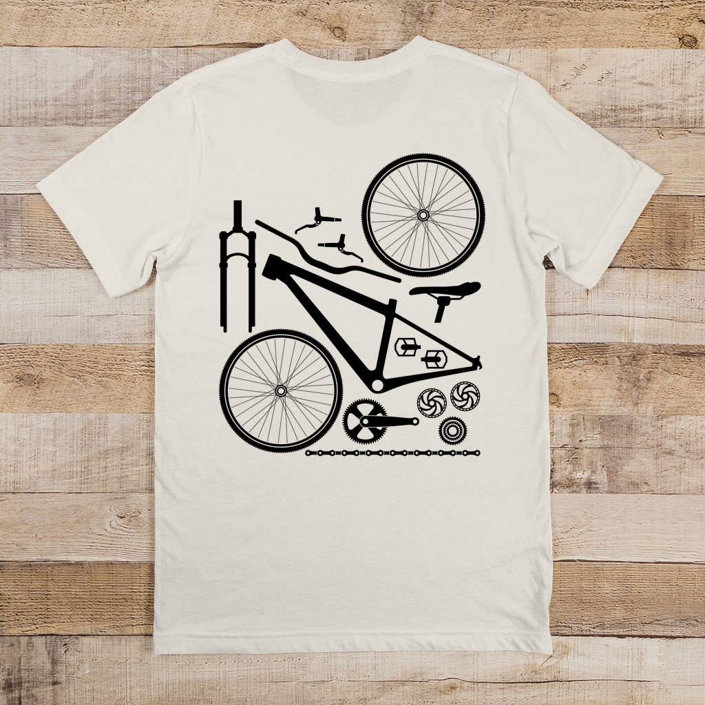 Fahrrad in Einzelteile zerlegt / T-Shirt