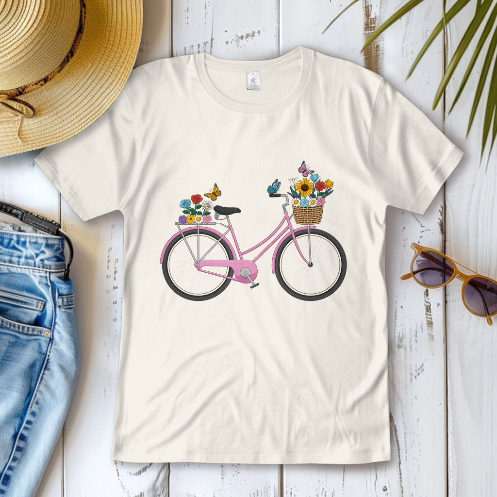 Blumen Rad, Sommerliches Design, Fahrrad mit Blumen Frauen T-Shirt