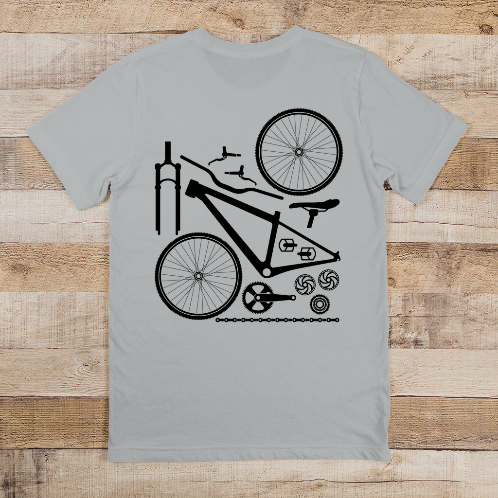 Fahrrad in Einzelteile zerlegt / T-Shirt