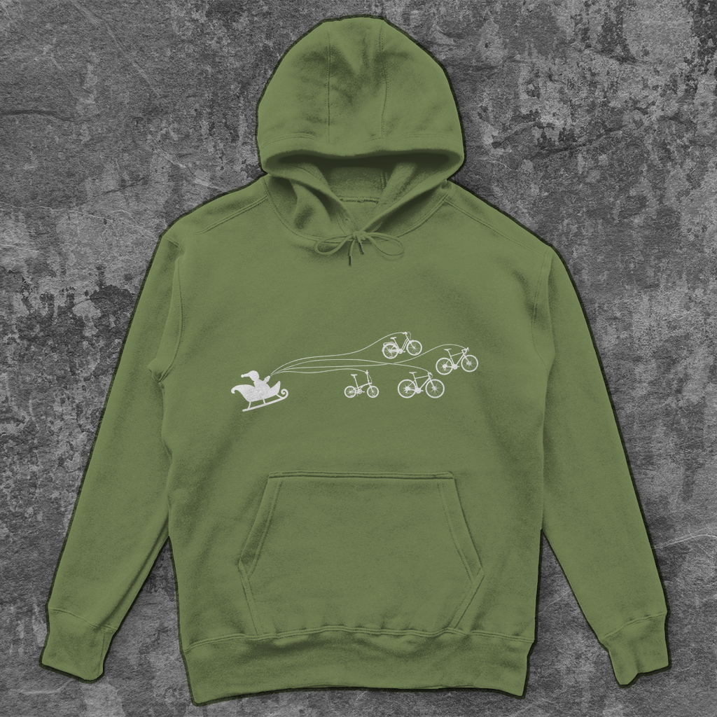 Santa Claus gezogen von Fahrräder unisex Hoodie
