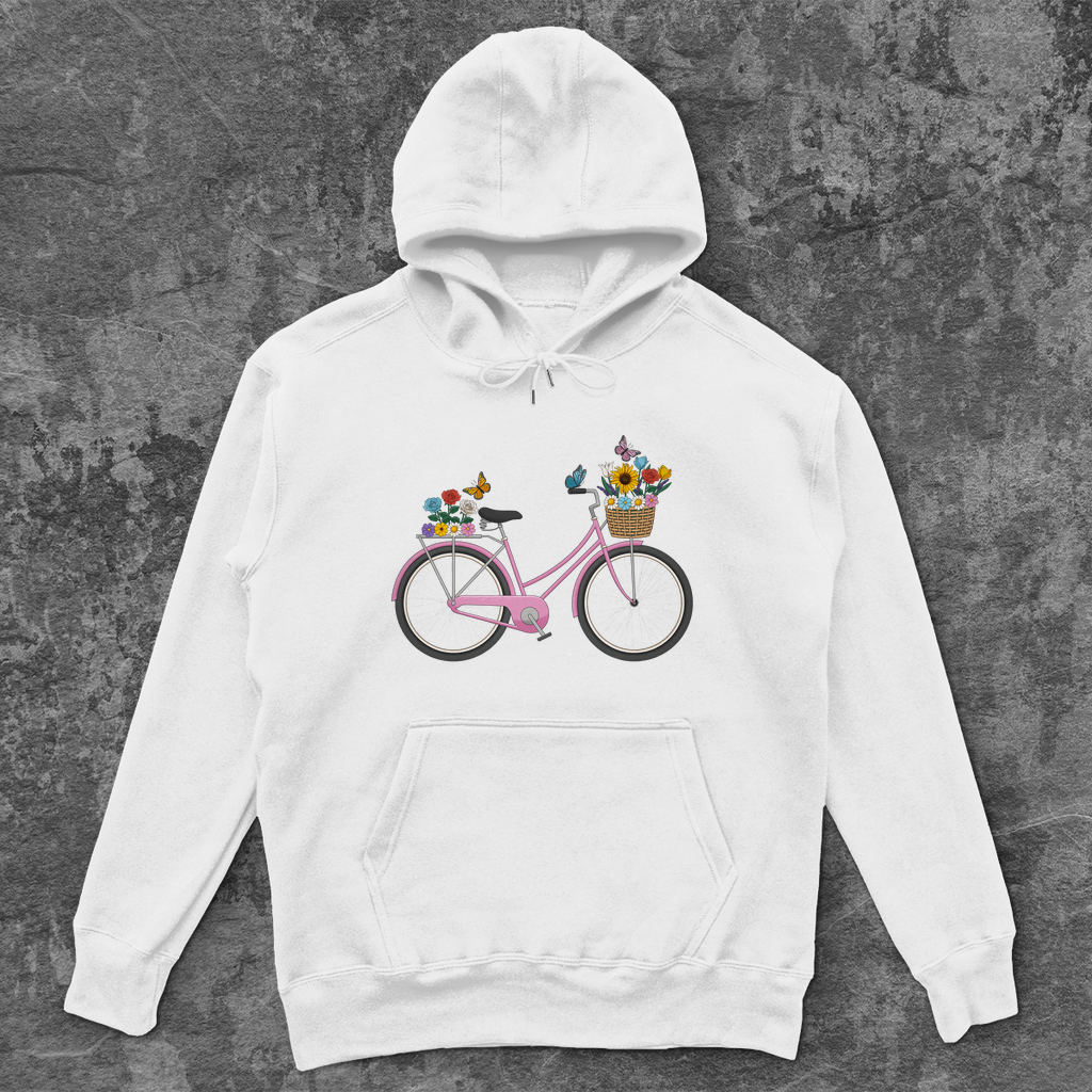 Blumen Rad, Sommerliches Design, Fahrrad mit Blumen Unisex Hoodie