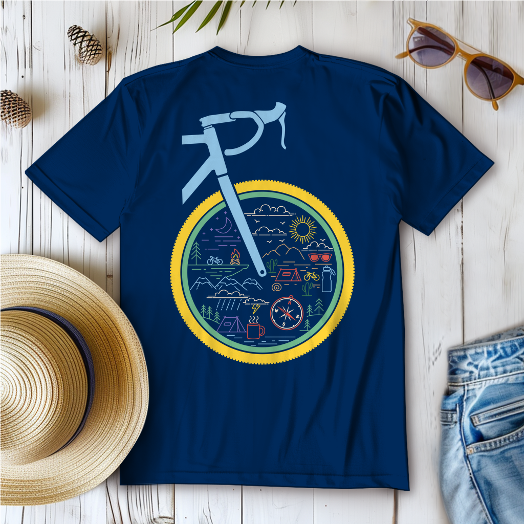 Die Welt im Rad, lustiges Bikepacking  Frauen T-Shirt